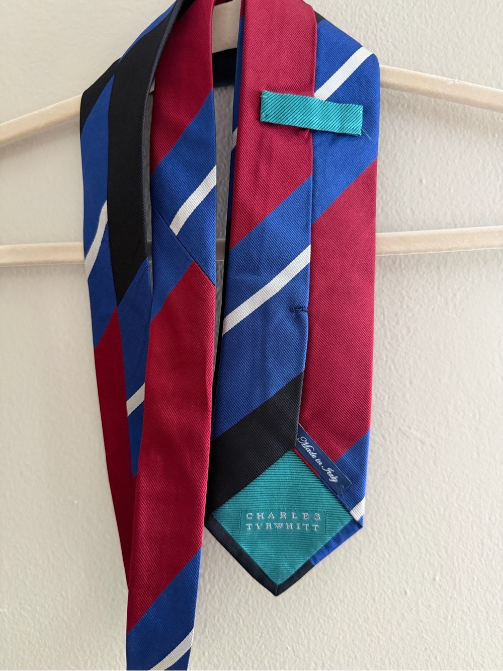 Charles Tyrwhitt Men's Striped Silk Tie - Red & Blue